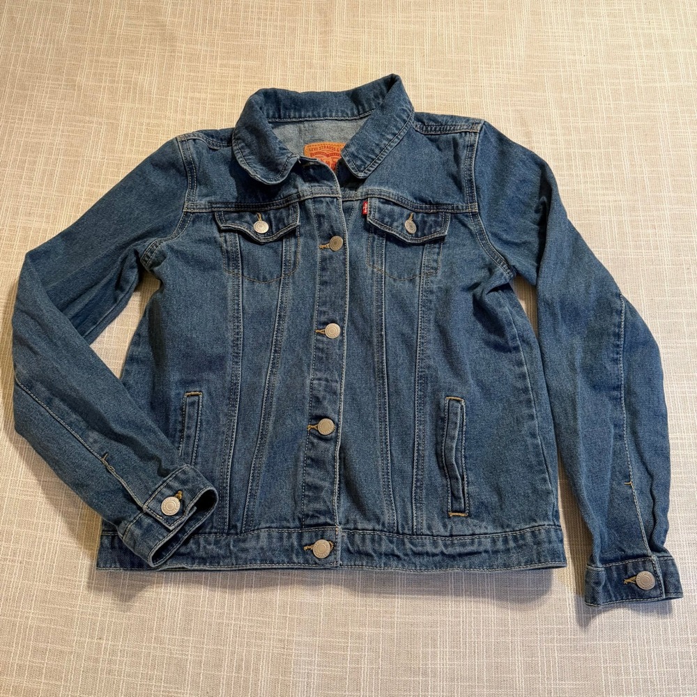 Levis Kids Blue Denim Trucker Jacket Medium Wash Cotton Size XL L5903R